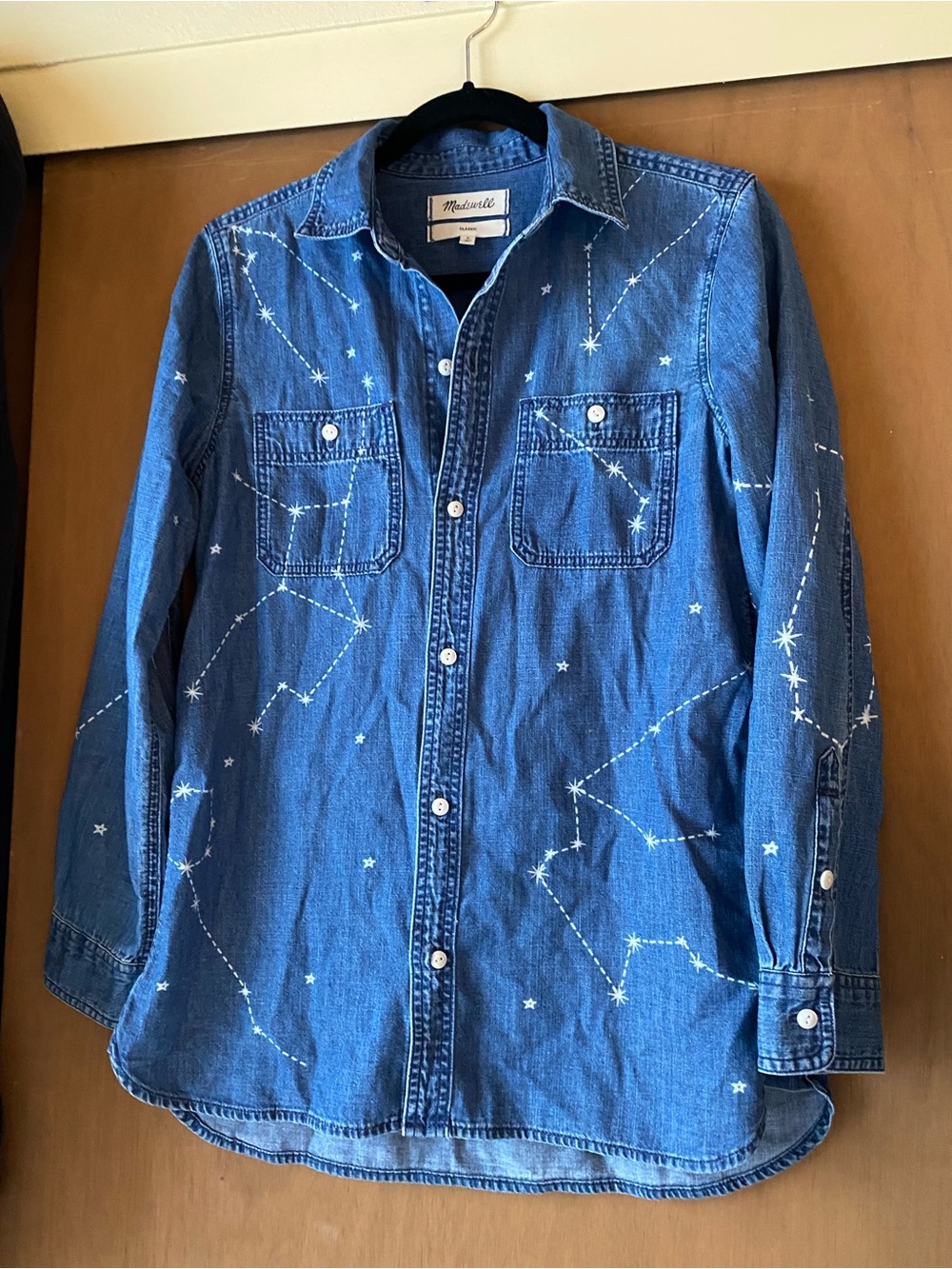 Madewell Blue Denim Star Constellation Button-Down Shirt